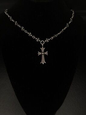 Chrome Hearts Floral Cross with Mini Floral Cross Detailed Chain Unisex Necklace